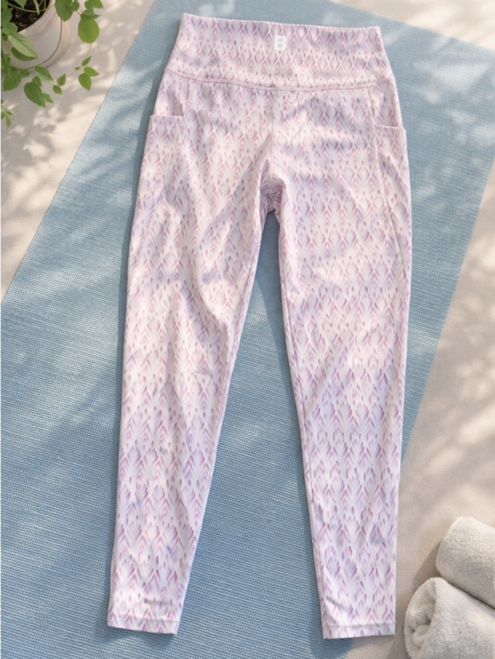 Buffbunny Leggings Pink White Printed High Rise Gym Yoga Activewear